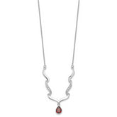 Sophia Jewelers Sterling Silver Garnet & Topaz Necklace with Polished Rhodium Finish
